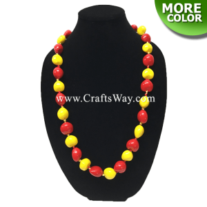 KNL04 Hawaiian 2 Tone Painted Kukui Nut Lei, 34" Long