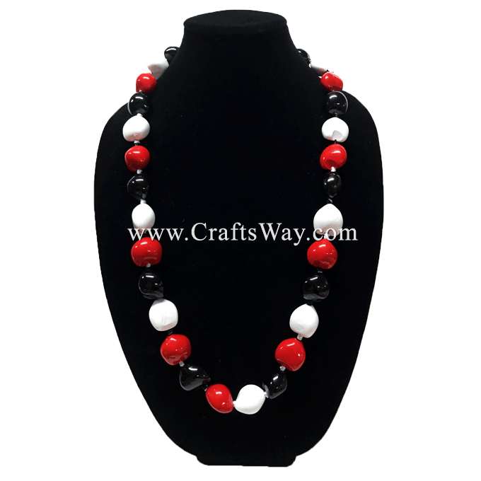 Buy Tribal Necklace set with Seed Earrings - black and red seeds |  Auroville.com