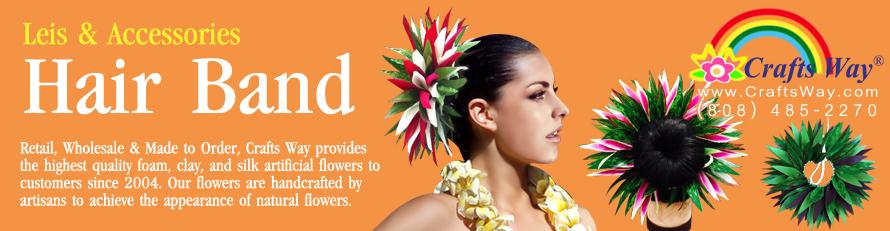 Hawaiian Artificial Flower & Leaves Hair Band | CraftsWay.com