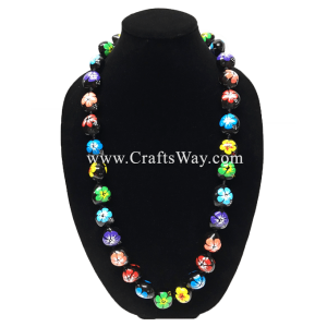 KNL07 Hand Painted Hibiscus A Kukui Nut Lei Sample Assorted Color