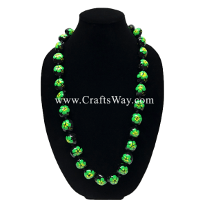 Hand Painted Hibiscus A Kukui Nut Lei Sample Light Green