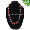 KNL09 Hand Painted Hibiscus C Kukui Nut Lei,Hawaiian Necklace, 34" Long
