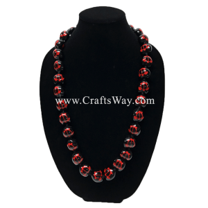 KNL12 Hand Painted Honu Kukui Nut Lei Sample Red