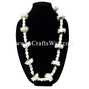 LEI-08D Silk Pikake & Crown Flower Lei, available in length 40 inches round and in white.