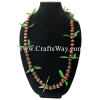 LEI-23 Wooden Bead with Maile Lei, available in length 40 inches round and in brown/ green.