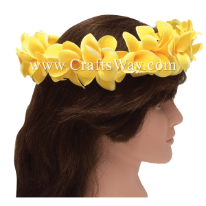 HK007-B Silk Plumeria Headband, Hawaiian Flower Headband, Flower Haku Headband