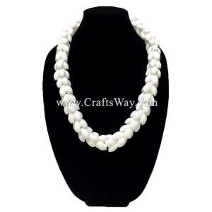 SL03 White Shell Lei,Hawaiian Necklace, 34" Long