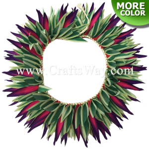 HK013 Braided Heliconias & Smooth Leaves Headband, Hawaiian Flower Headband, Leaves & Heliconias Haku Headband