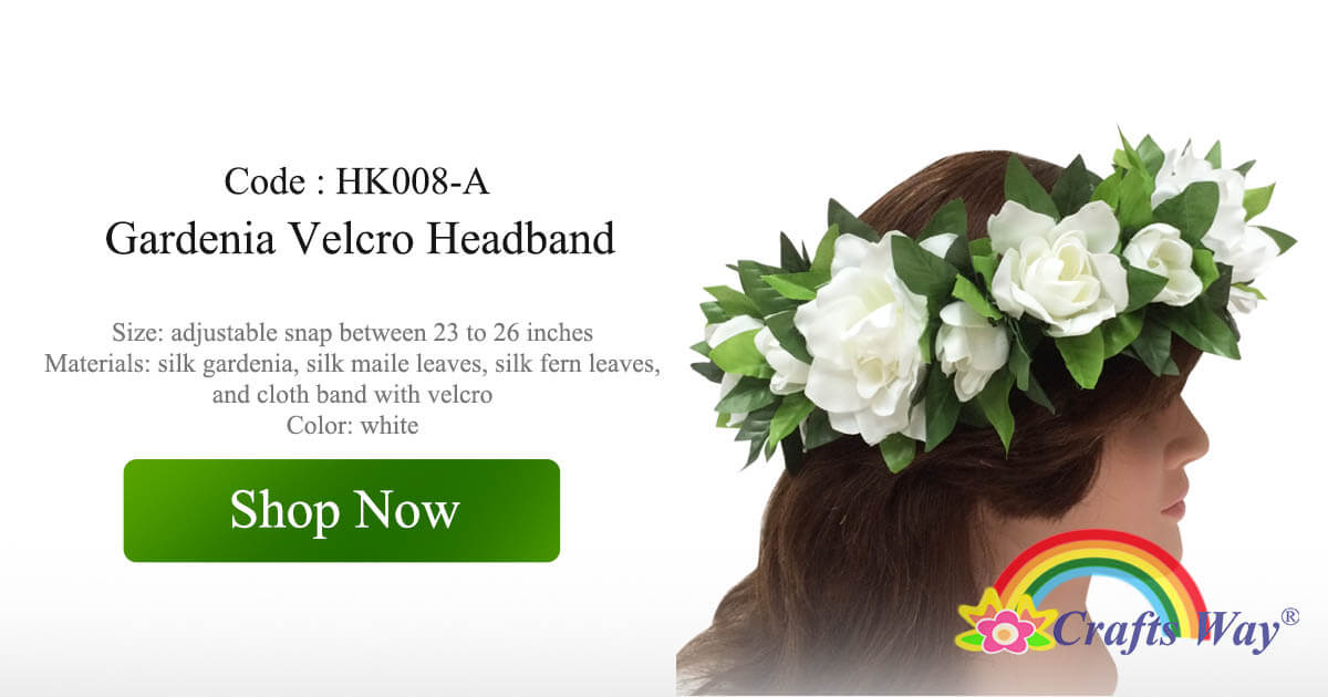 Silk Gardenia Velcro Headband - CraftsWay.,LLC Artificial