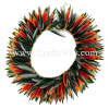 HK015 Braided Silk Heliconias & Smooth Silk Leaves Headband. Available in orange, yellow & green, Length of leaf braid: approximately 22 inches plus ties