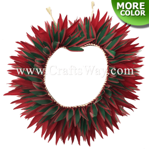 HK017 Braided Heliconias & Smooth Leaves Headband, Hawaiian Flower Headband, Leaves & Heliconias Haku Headband