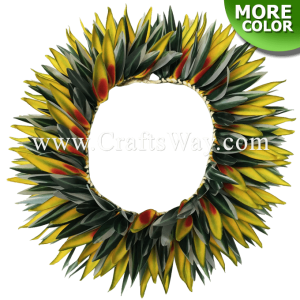 HK022 Braided Heliconias & Smooth Leaves Headband, Hawaiian Flower Headband, Leaves & Heliconias Haku Headband