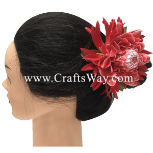 CMS-022 Custom Made Flower Hairpiece, Torch Ginger & Spider Lily Hair Clip Sample