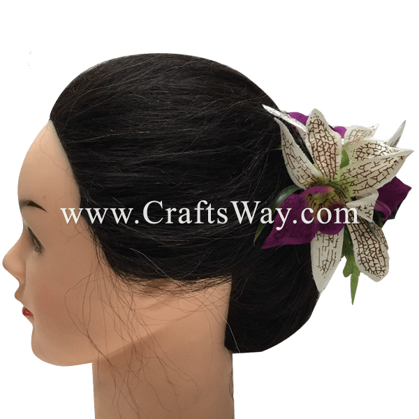 Silk Orchid Hair Clip - CraftsWay.,LLC Artificial Flowers & Crafts Items Silk Orchid Hair Clip - CraftsWay.,LLC Artificial Flowers & Crafts Items