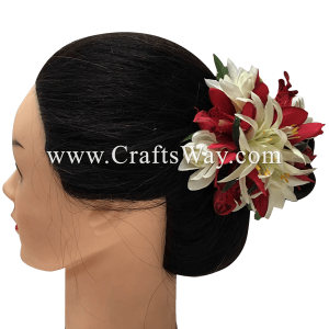 CMS-025 Custom Made Flower Hairpiece, Tuberose, Orchid, and Spider Lily Hair Clip Sample