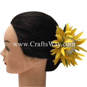 CMS-027 Custom Made Flower Hairpiece, Spider Lily & Rose Hair Clip Sample