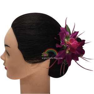 CMS-030 Custom Made Flower Hairpiece, Orchid (E) & Spider Lily Hair Clip Sample
