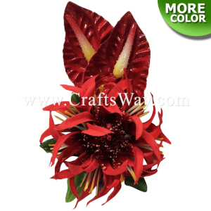CMS-032 Custom Made Flower Hairpiece, Anthurium, Lehua, and Spider Lily Hair Clip