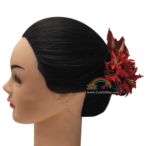 CMS-032 Custom Made Flower Hairpiece, Anthurium, Lehua, and Spider Lily Hair Clip Sample