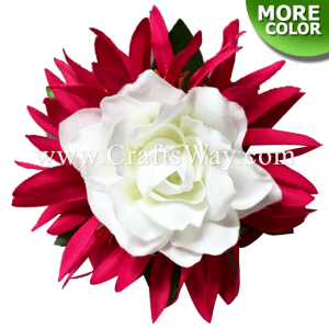 CMS-039 Custom Made Flower Hairpiece, Silk Spider Lily & Gardenia Hair Clip