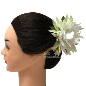 CMS-039 Custom Made Flower Hairpiece, Silk Spider Lily & Gardenia Hair Clip Sample