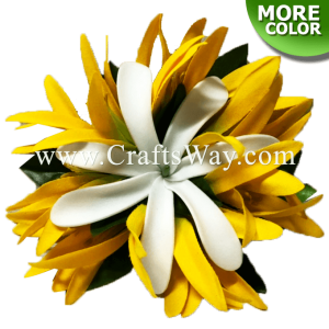 CMS-046 Custom Made Flower Hairpiece, Silk Spider Lily & Tiare Hair Clip