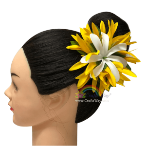 CMS-046 Custom Made Flower Hairpiece, Silk Spider Lily & Tiare Hair Clip Sample