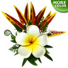 CMS-051 Custom Made Flower Hairpiece, Plumeria (BI) & Silk Leaves Hair Clip
