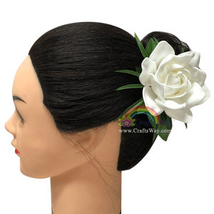 CMS-058 Custom Made Flower Hairpiece, Foam Gardenia (A) Hair Clip Sample