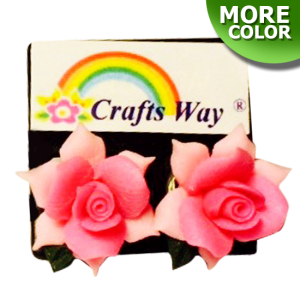 CYE-602 Artificial Clay Flower, Rose Earrings