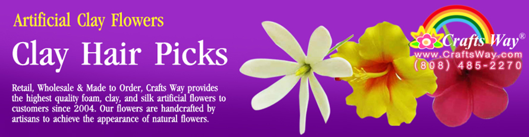 Hawaiian Artificial Clay Flower Hair Picks | CraftsWay.com