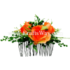 HCS-008 Custom Made Flower Hairpiece, Silk Rose Hair Comb - Orange