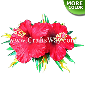 CML-007 Custom Made Flower Hairpiece, Hibiscus & Heliconia Hair Clip