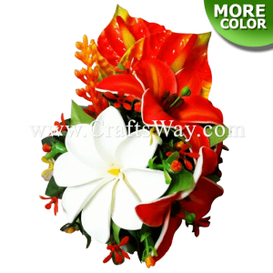 CML-015 Custom Made Flower Hairpiece, Tiare, Lily & Anthurium Hair Clip