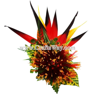 CML-017 Custom Made Flower Hairpiece, Lehua & Bird of Paradise Hair Clip