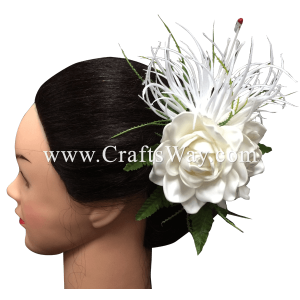 CML-020 Custom Made Flower Hairpiece, Spider Lily & Gardenia (A) Hair Clip Sample