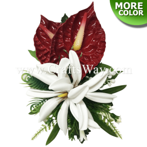 CML-028 Custom Made Flower Hairpiece, Anthurium & Tiare (J) Hair Clip