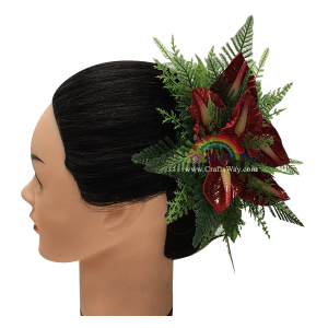 CML-034 Custom Made Flower Hairpiece, Small Anthurium Hair Clip Sample