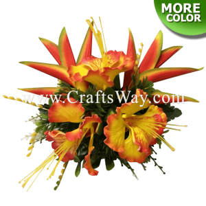 CML-035 Custom Made Flower Hairpiece, Ohai-Ali'i & Heliconia Hair Clip