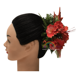 CML-035 Custom Made Flower Hairpiece, Ohai-Ali'i & Heliconia Hair Clip Sample
