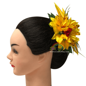 CML-037 Custom Made Flower Hairpiece, Orchid & Heliconia Hair Clip Sample