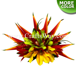 CML-038 Custom Made Flower Hairpiece, Orchid & Spider Lily, Bird of Paradise Hair Clip