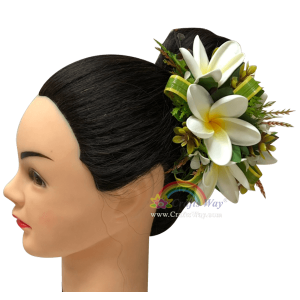 CML-040 Custom Made Flower Hairpiece, Plumeria Q (M) Hair Clip Sample