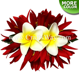 CMM-022 Custom Made Flower Hairpiece, Plumeria (BE) & Spider Lily Hair Clip