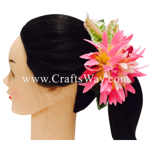 CMM-023 Custom Made Flower Hairpiece, Orchid & Spider Lily Hair Clip Sample