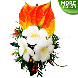 CMM-024 Custom Made Flower Hairpiece, Plumeria & Anthurium Hair Clip