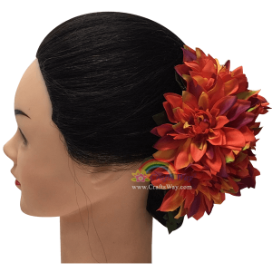 CMM-036 Custom Made Flower Hairpiece, Dahlia (A) Hair Clip Sample