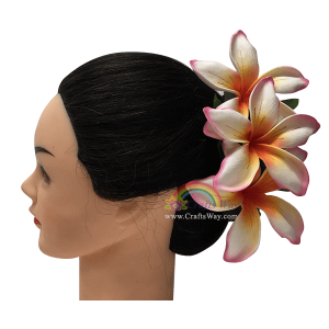CMM-048 Custom Made Flower Hairpiece, Plumeria (CO) Hair Clip Sample