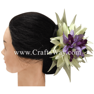 CMM-051 Custom Made Flower Hairpiece, Spider Lily & Orchid Hair Clip Sample