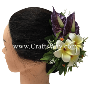 CMM-052 Custom Made Flower Hairpiece, Plumeria Hair Clip Sample
